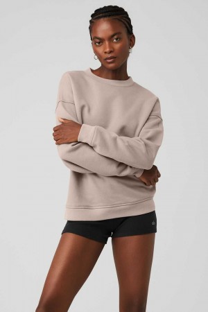 Alo Yoga USA Renown Heavy Weight Crew Neck Pullover Taupe | 3249671-VM