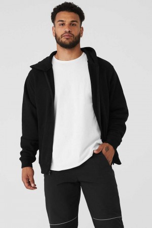 Alo Yoga USA Renown Heavy Weight Full Zip Black | 7925860-ZE