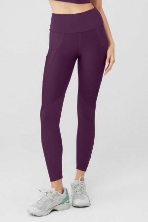 Alo Yoga USA Ribbed Airlift High-Waist Enchanted Dark Plum | 1087234-UF