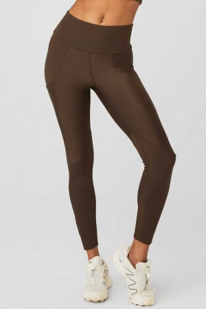 Alo Yoga USA Ribbed Airlift High-Waist Enchanted Espresso | 1596847-LV