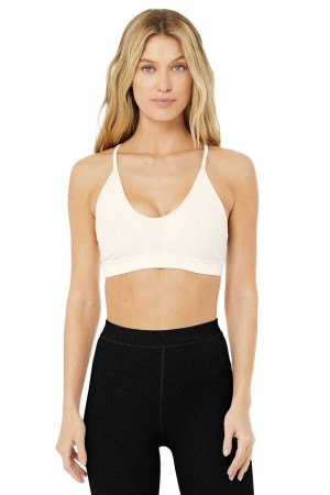 Alo Yoga USA Ribbed Blissful Ivory | 6142793-MW