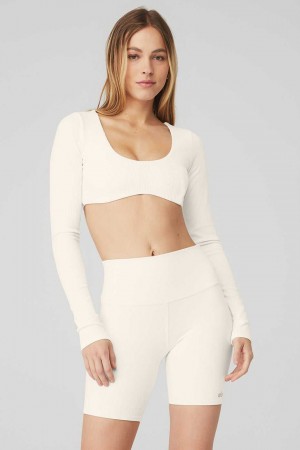 Alo Yoga USA Ribbed Defined Ivory | 7518029-CA