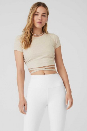 Alo Yoga USA Ribbed Manifest Oatmeal Heather | 4135609-SD