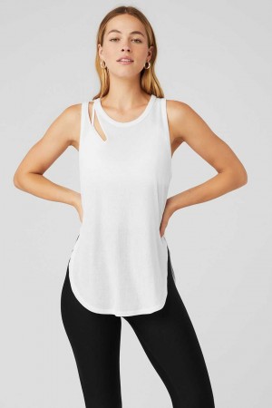 Alo Yoga USA Ribbed Peak White | 0459736-KI