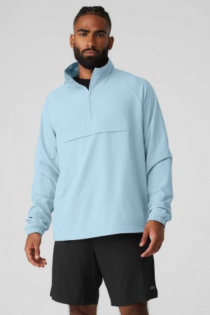 Alo Yoga USA Ripstop 1/4 Zip On-Set Calm Blue | 8512930-FQ