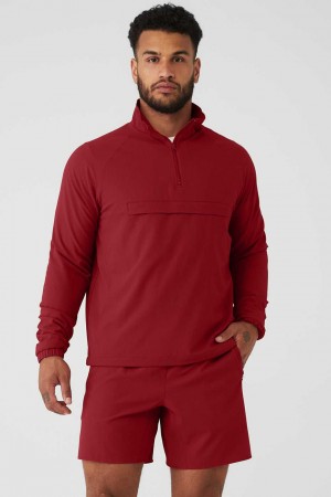 Alo Yoga USA Ripstop 1/4 Zip On-Set Victory Red | 9873105-AN