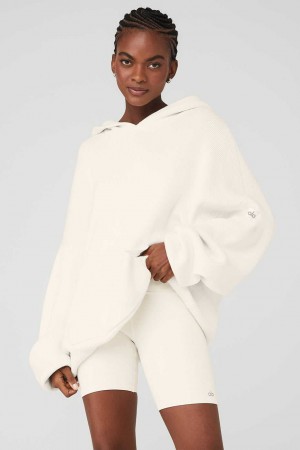 Alo Yoga USA Scholar Hooded Sweater Ivory | 4283706-LB