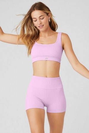 Alo Yoga USA Seamless Cable Knit Sugarplum Pink | 9387124-TB