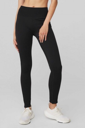 Alo Yoga USA Seamless High-Waist Ribbed Black | 0641932-XI