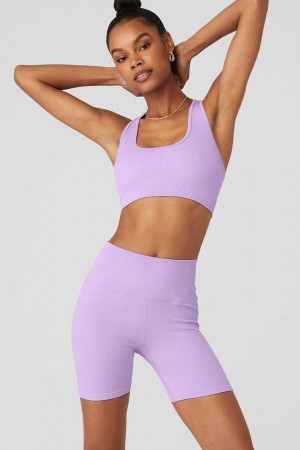 Alo Yoga USA Seamless Ribbed Violet Skies | 5682374-MC