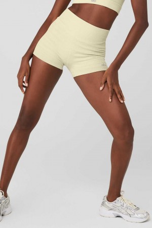 Alo Yoga USA Semi-Sheer Seamless Cable Knit Hot French Vanilla | 7894352-MY