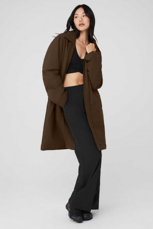 Alo Yoga USA Signature Overcoat Espresso | 9078164-NZ