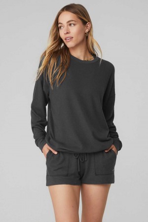 Alo Yoga USA Soho Pullover Anthracite | 0349186-MH