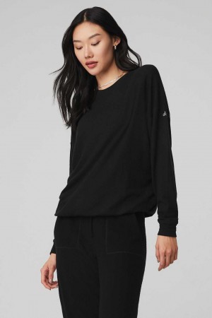 Alo Yoga USA Soho Pullover Black | 9058641-MA