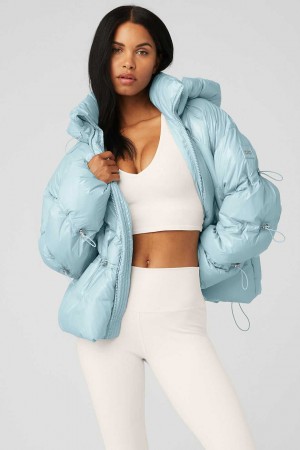 Alo Yoga USA Stunner Puffer Chalk Blue | 9650231-HU