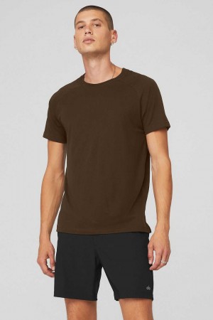 Alo Yoga USA The Triumph Crew Neck Tee Espresso | 0623457-PH