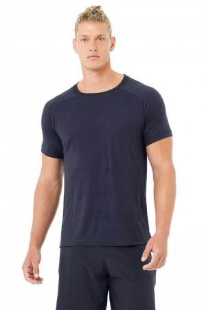 Alo Yoga USA The Triumph Crew Neck Tee True Navy | 4017962-IR