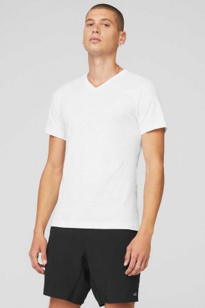 Alo Yoga USA The Triumph V-Neck Tee White | 3816092-PL