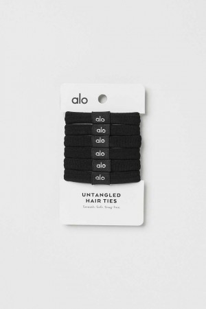 Alo Yoga USA Untangled Hair Tie 6-Pack Black | 4678159-CE