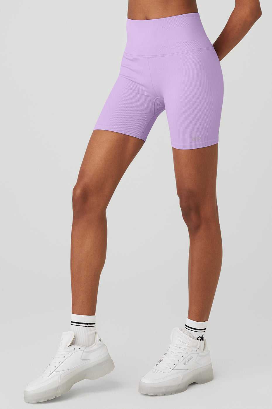 Alo Yoga USA 5'' Seamless Ribbed Favorite Violet Skies | 1490872-UT