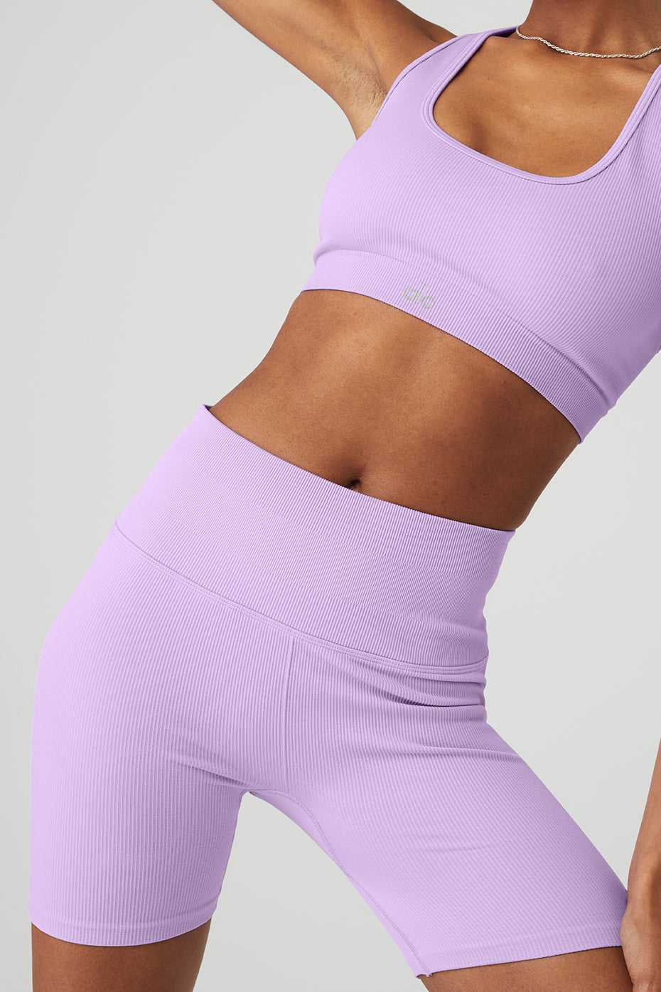 Alo Yoga USA 5'' Seamless Ribbed Favorite Violet Skies | 1490872-UT