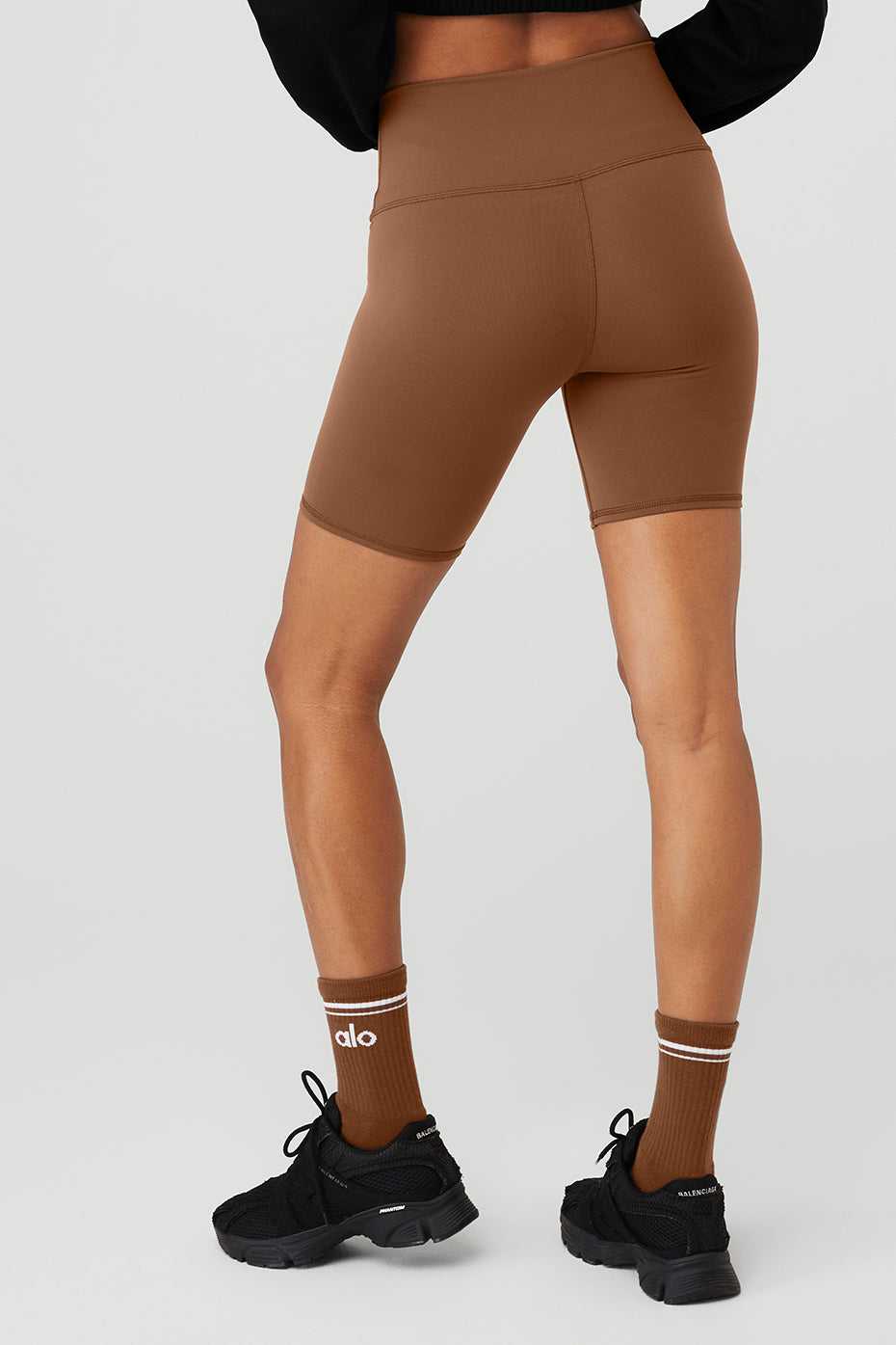 Alo Yoga USA 7'' High-Waist Biker Cinnamon Brown | 0541237-DA