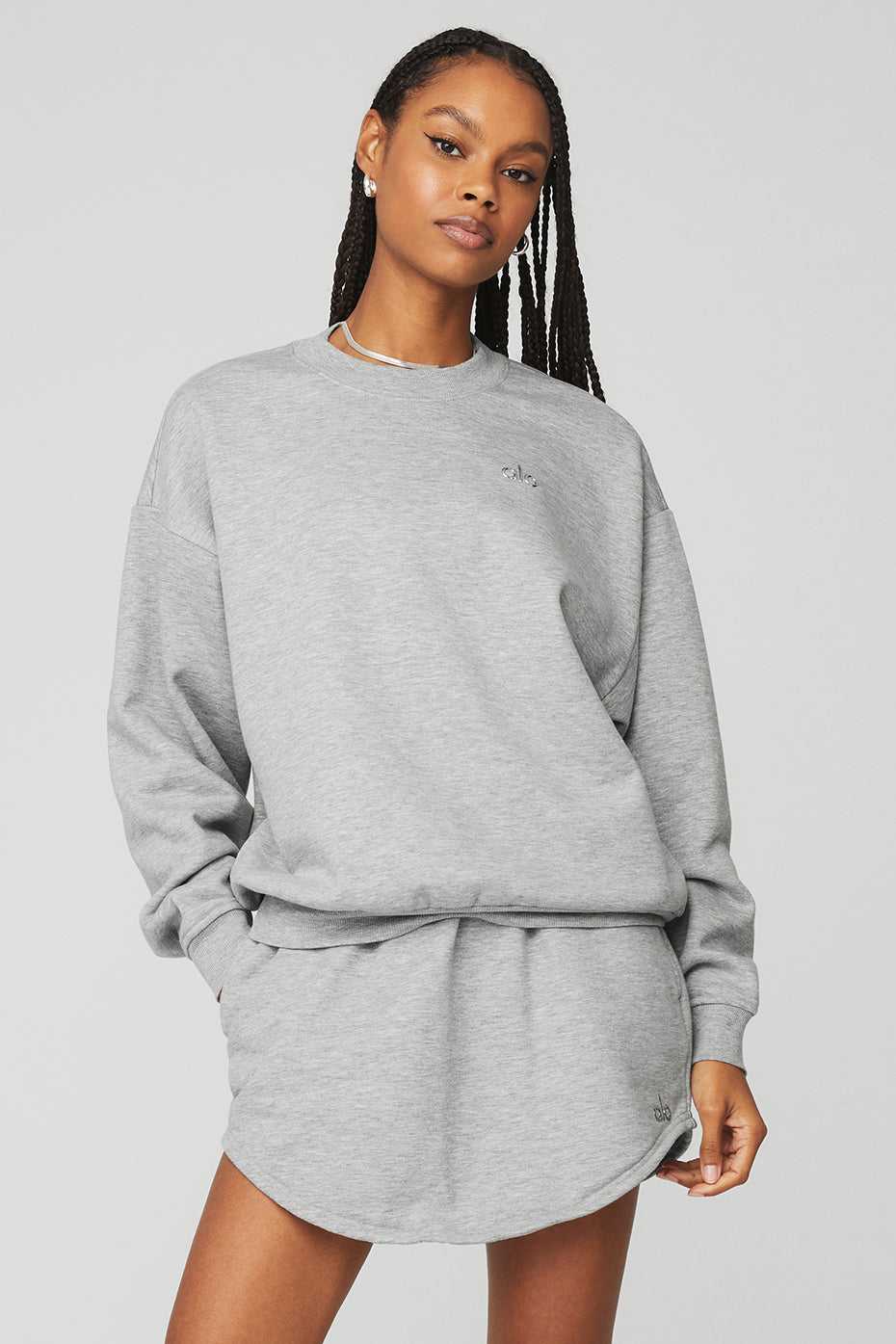 Alo Yoga USA Accolade Crew Neck Pullover Athletic Grey | 9175436-LA