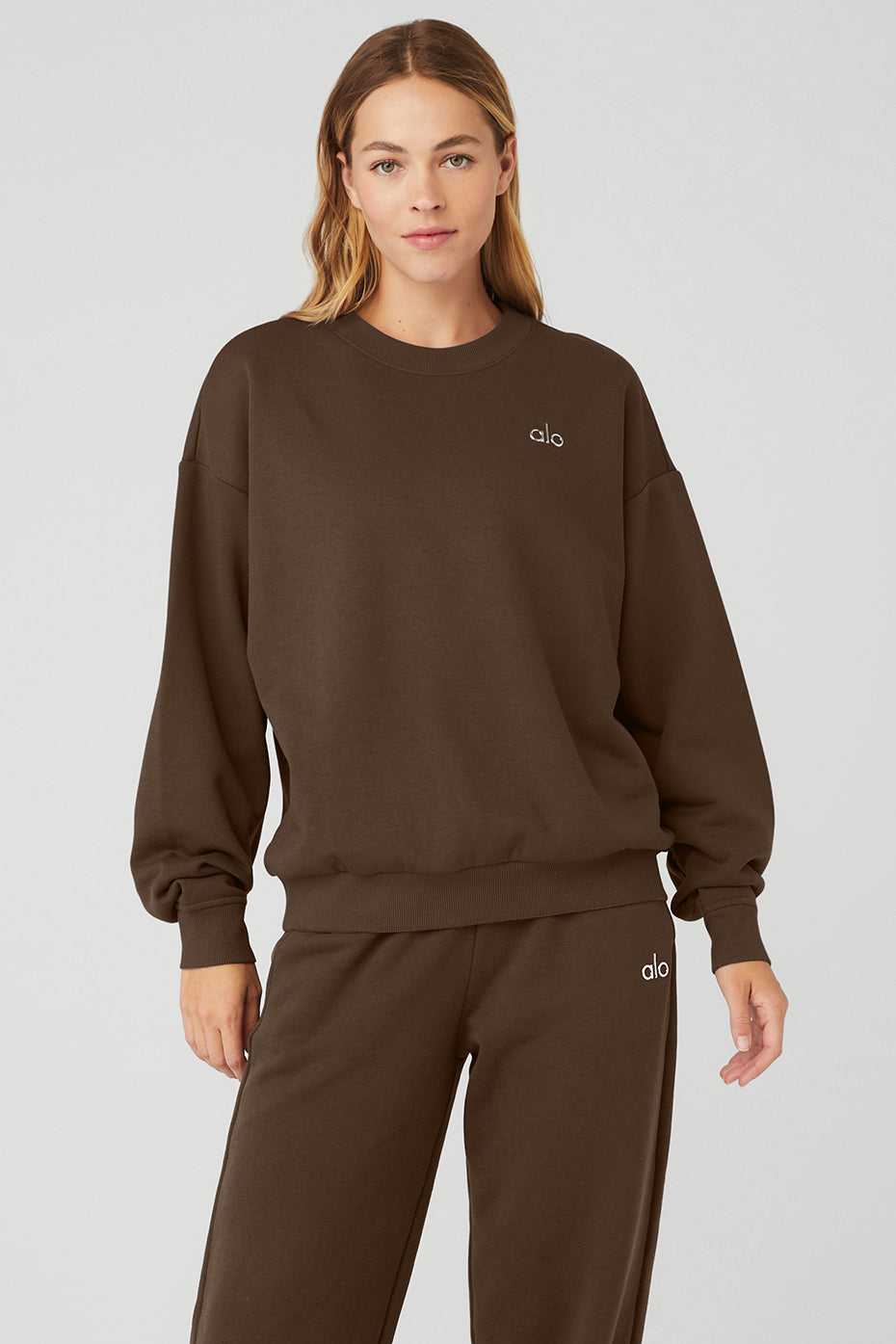 Alo Yoga USA Accolade Crew Neck Pullover Espresso | 9836417-NY