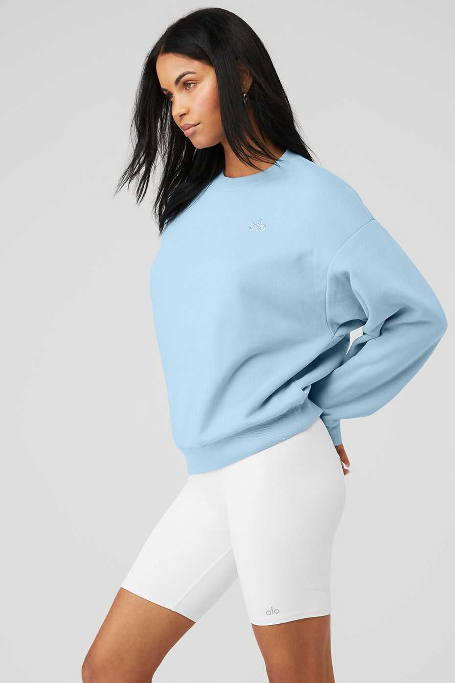 Alo Yoga USA Accolade Crew Neck Pullover Calm Blue | 1347829-MW