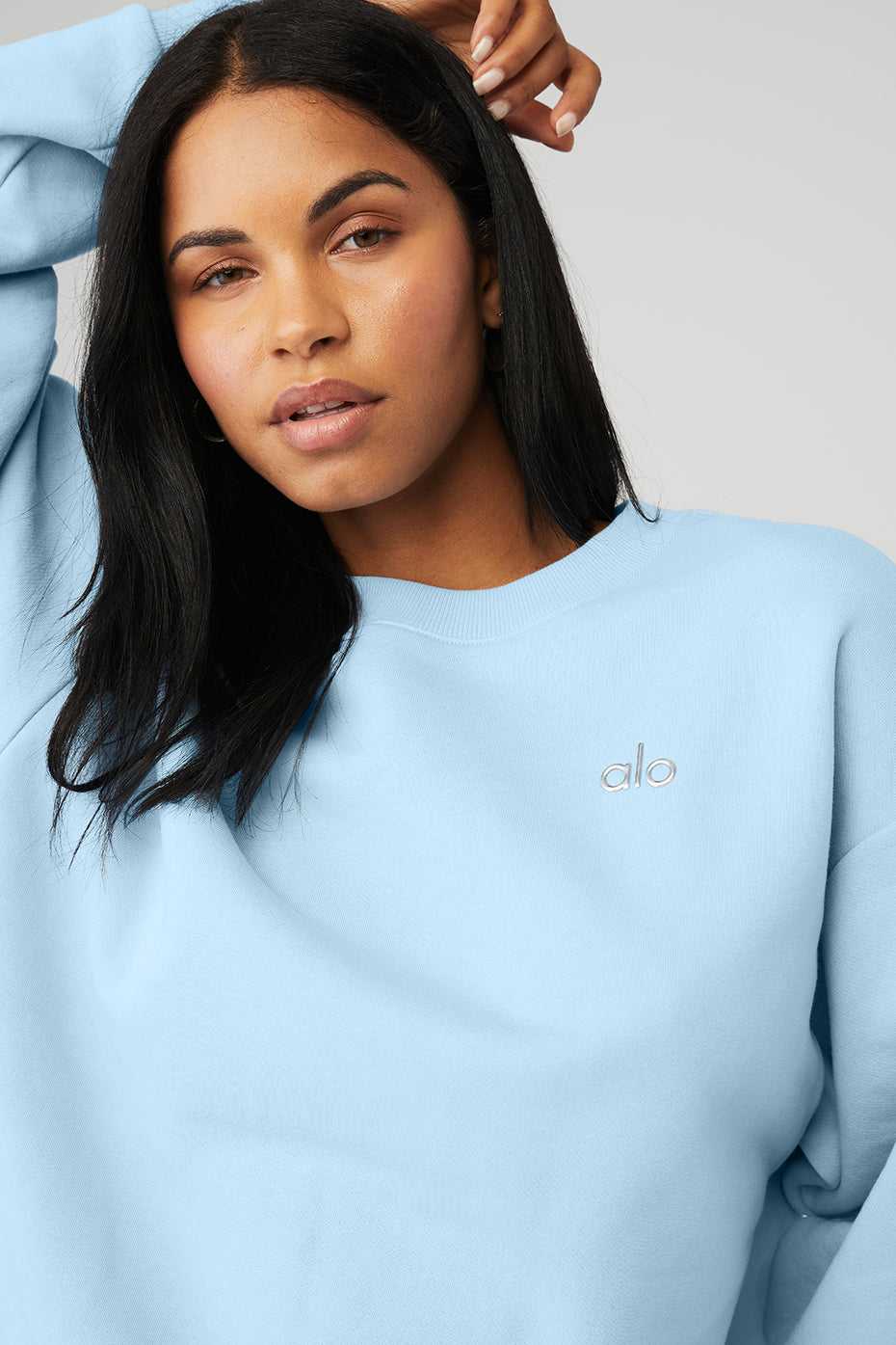 Alo Yoga USA Accolade Crew Neck Pullover Calm Blue | 1347829-MW