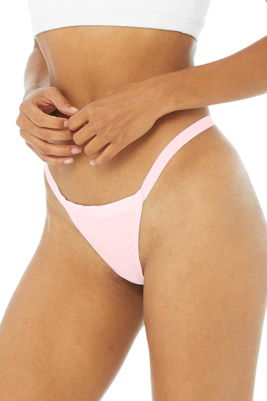 Alo Yoga USA Airbrush Invisible String Thong Powder Pink | 5342097-NY