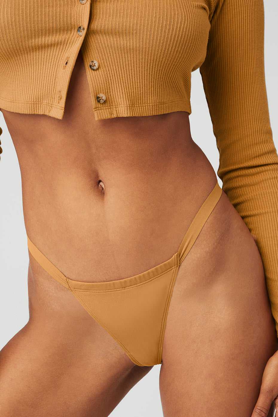 Alo Yoga USA Airbrush Invisible String Thong Toffee | 0867915-AD