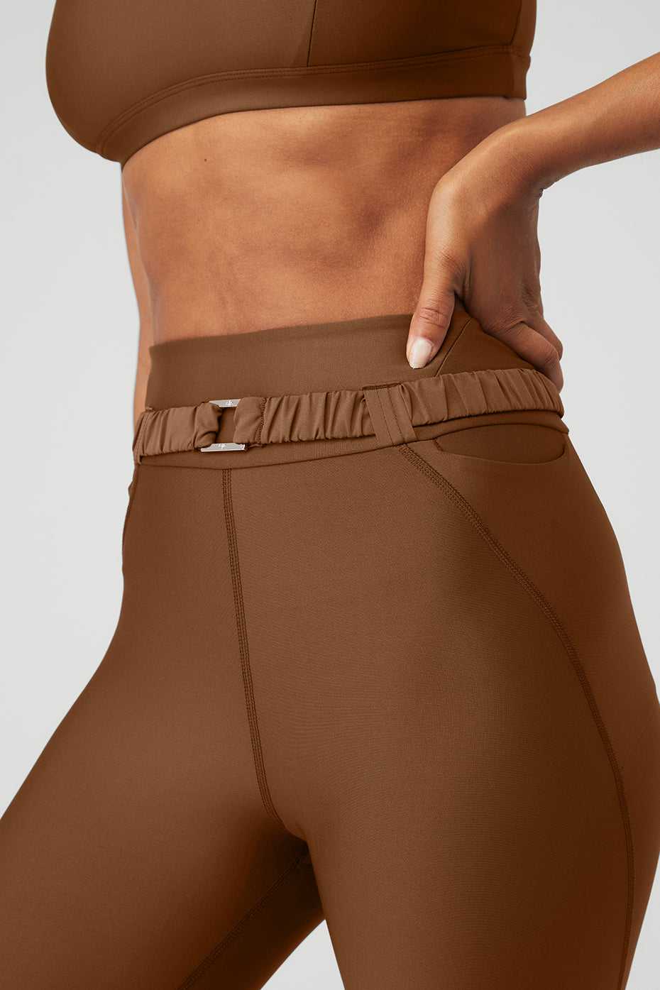 Alo Yoga USA Airlift High-Waist Charmer Cinnamon Brown | 9076128-RJ