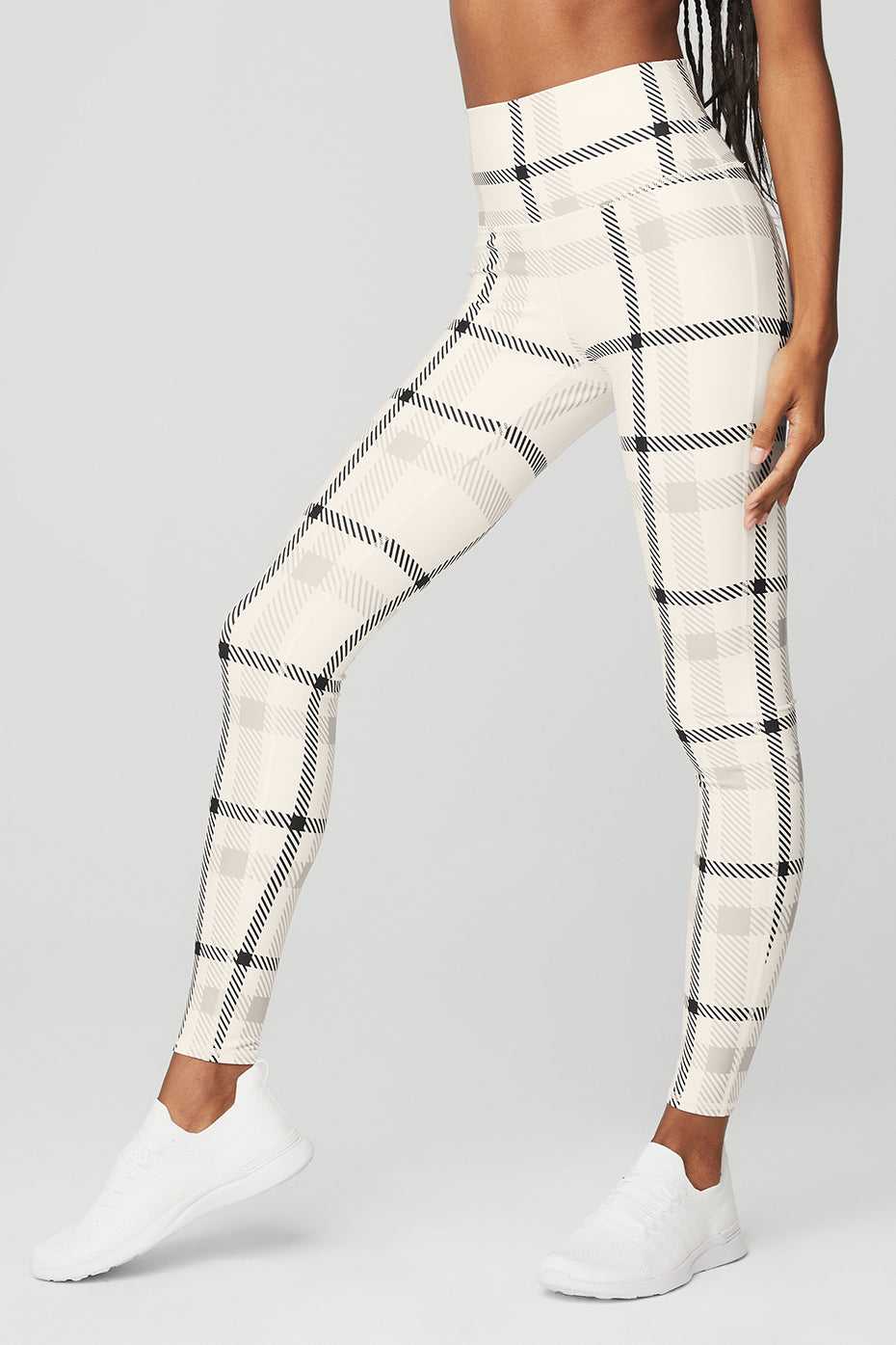 Alo Yoga USA Airlift High-Waist Magnified Plaid Ivory | 0972863-CJ