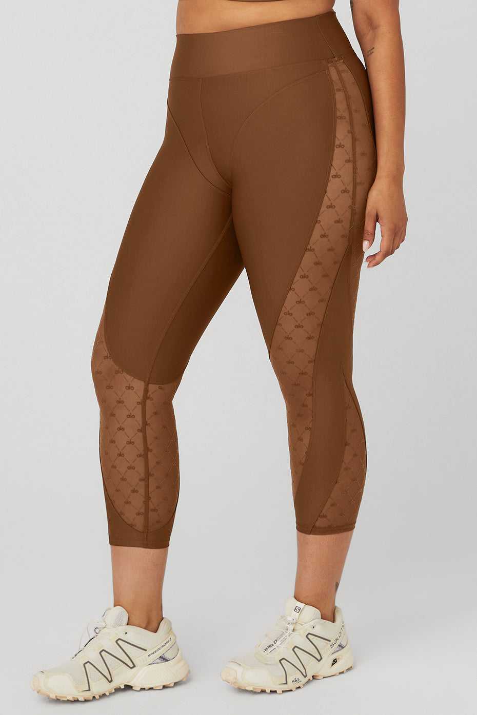 Alo Yoga USA Airlift Mesh High-Waist Celesteri Cinnamon Brown | 8023495-GM