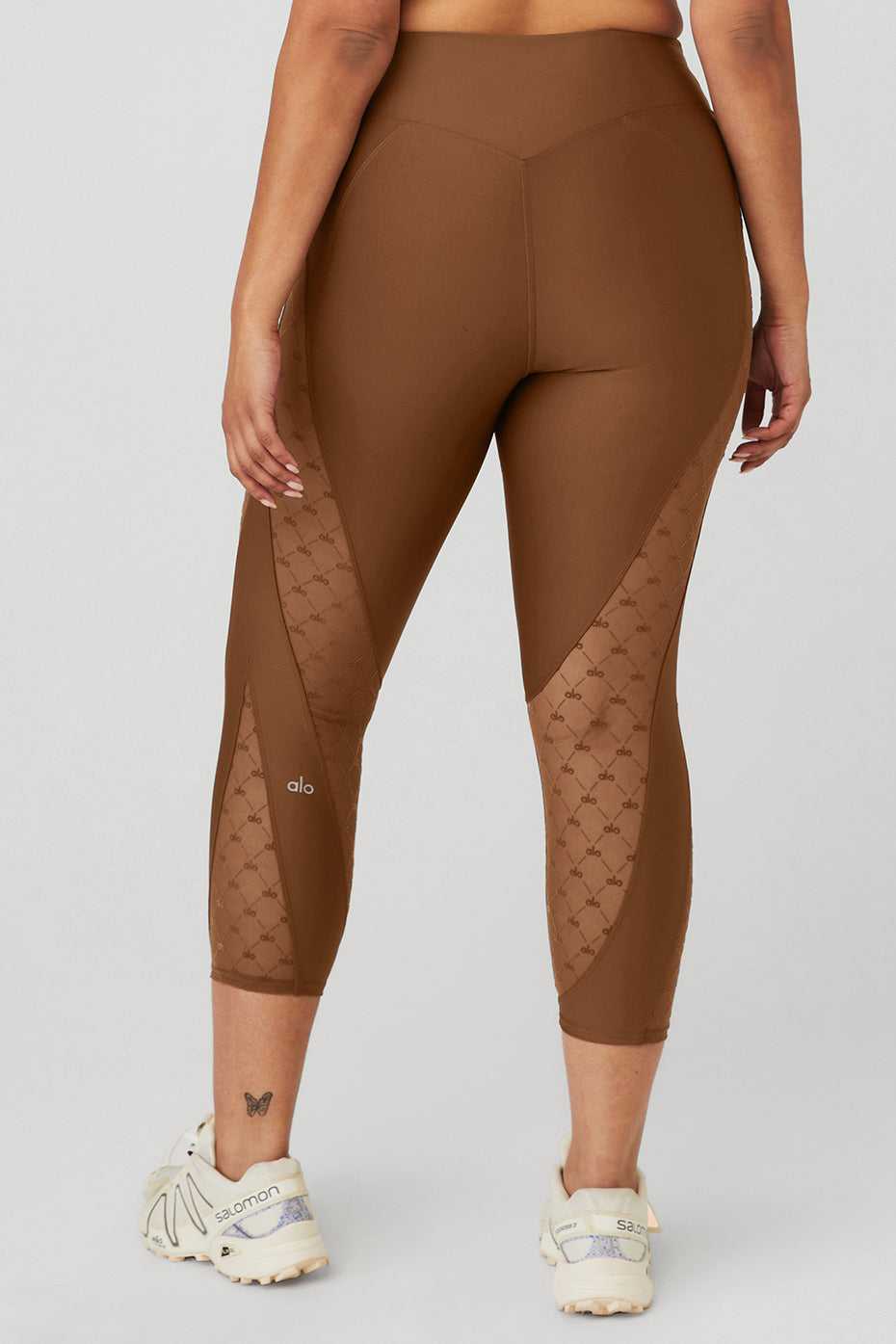 Alo Yoga USA Airlift Mesh High-Waist Celesteri Cinnamon Brown | 8023495-GM