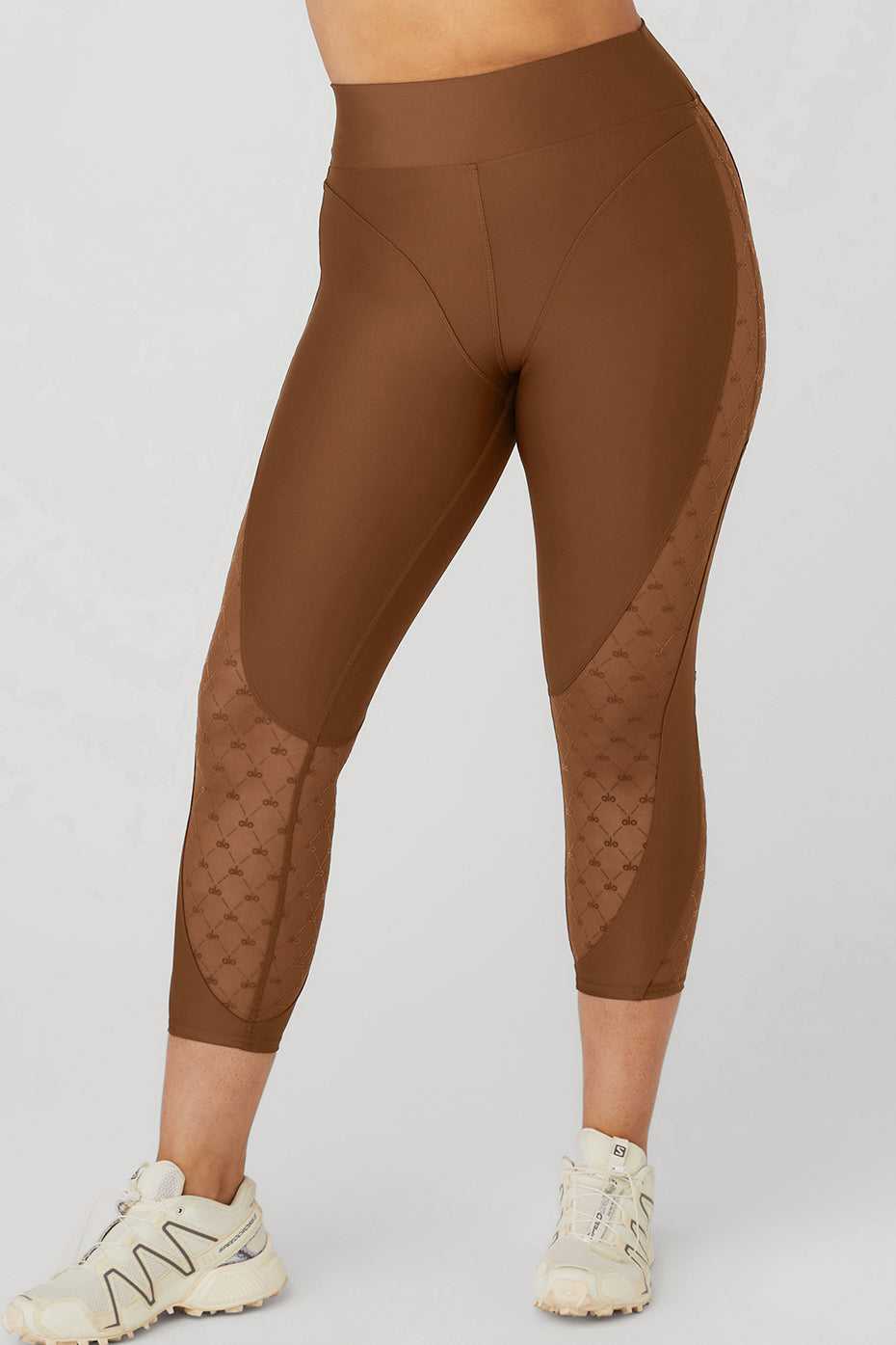 Alo Yoga USA Airlift Mesh High-Waist Celesteri Cinnamon Brown | 8023495-GM