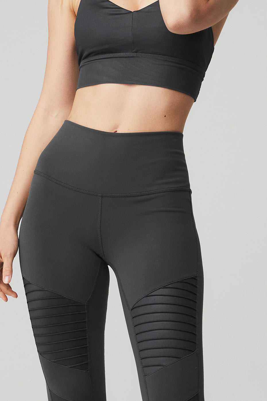 Alo Yoga USA Alo Yoga High-Waist Motos Anthracite | 0765492-MJ