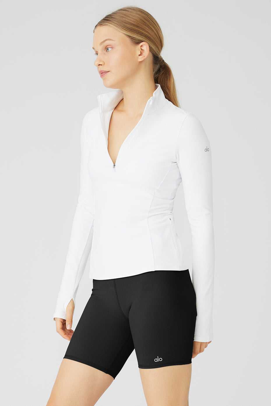 Alo Yoga USA Alosoft 1/2 Zip Rapid Pullover White | 8519207-KW