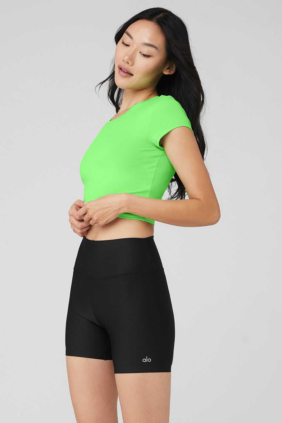 Alo Yoga USA Alosoft Crop Finesse Green Glow | 8351927-QJ