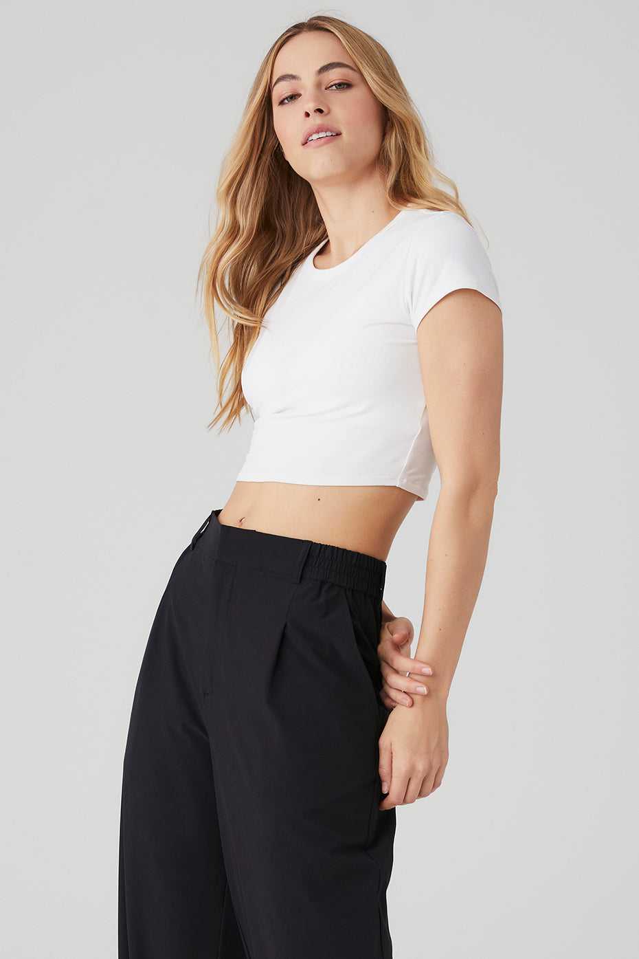 Alo Yoga USA Alosoft Crop Finesse White | 8012439-FP