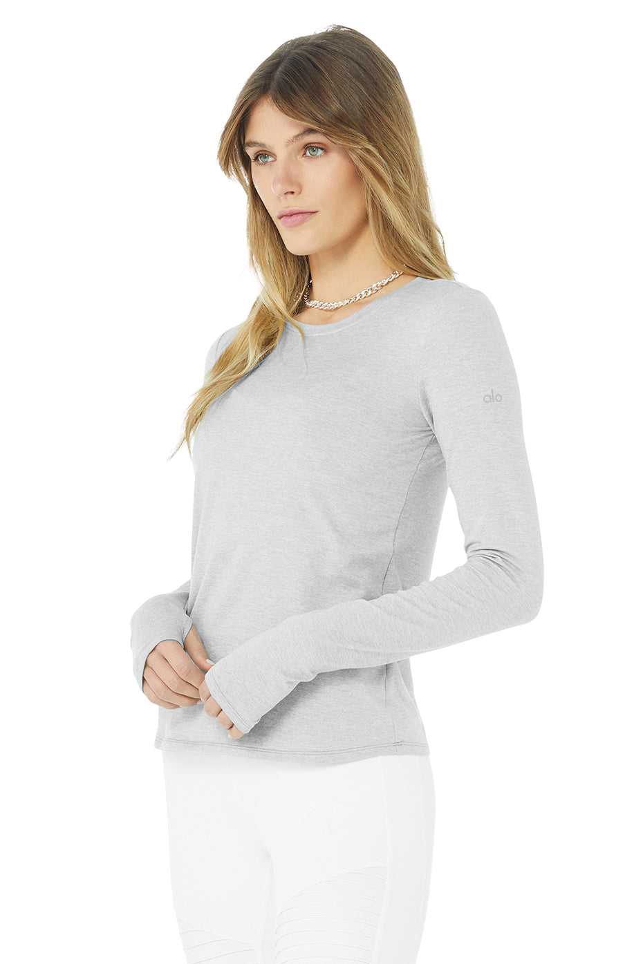 Alo Yoga USA Alosoft Finesse Long Sleeve Athletic Grey | 1085649-UC