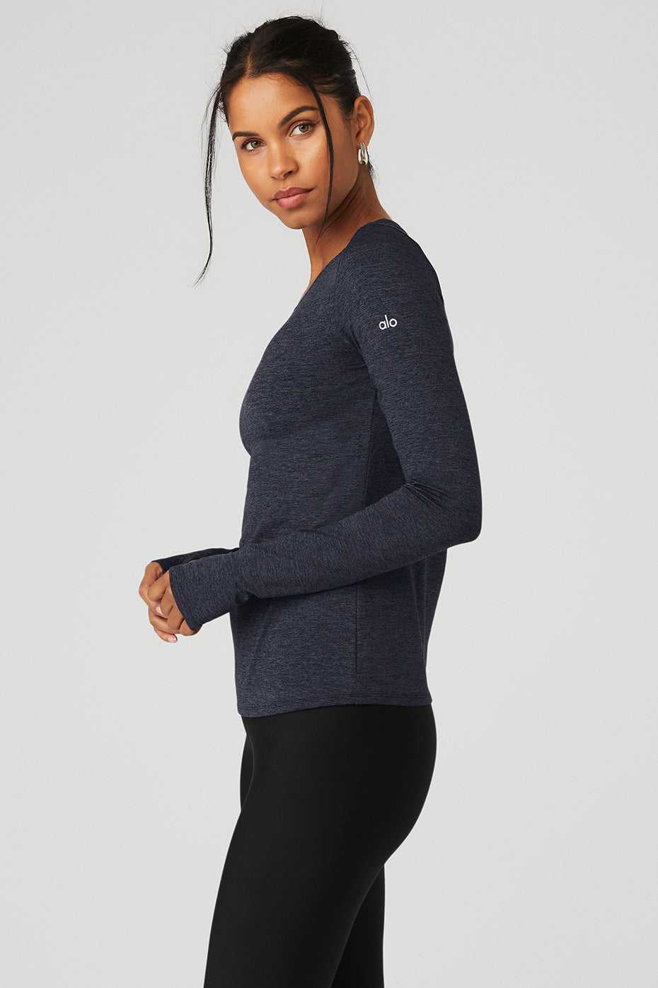 Alo Yoga USA Alosoft Finesse Long Sleeve Rich Navy | 1586342-JZ