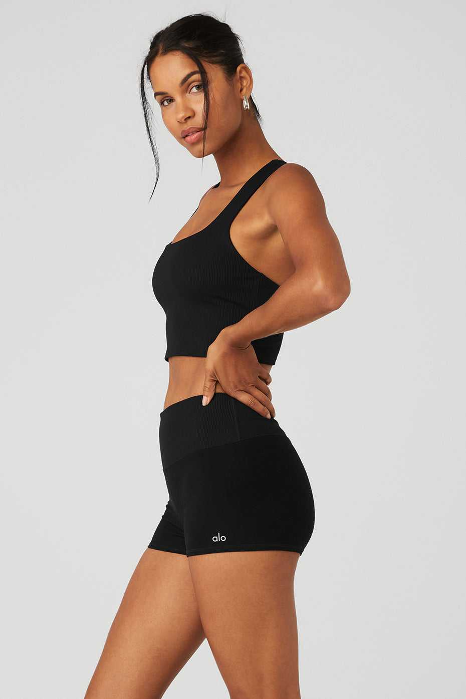 Alo Yoga USA Alosoft Ribbed Chic Black | 6248051-ZH