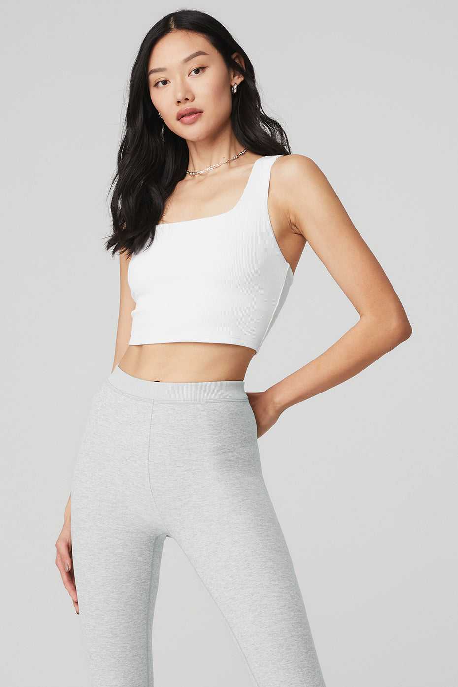 Alo Yoga USA Alosoft Ribbed Chic White | 5467809-WU