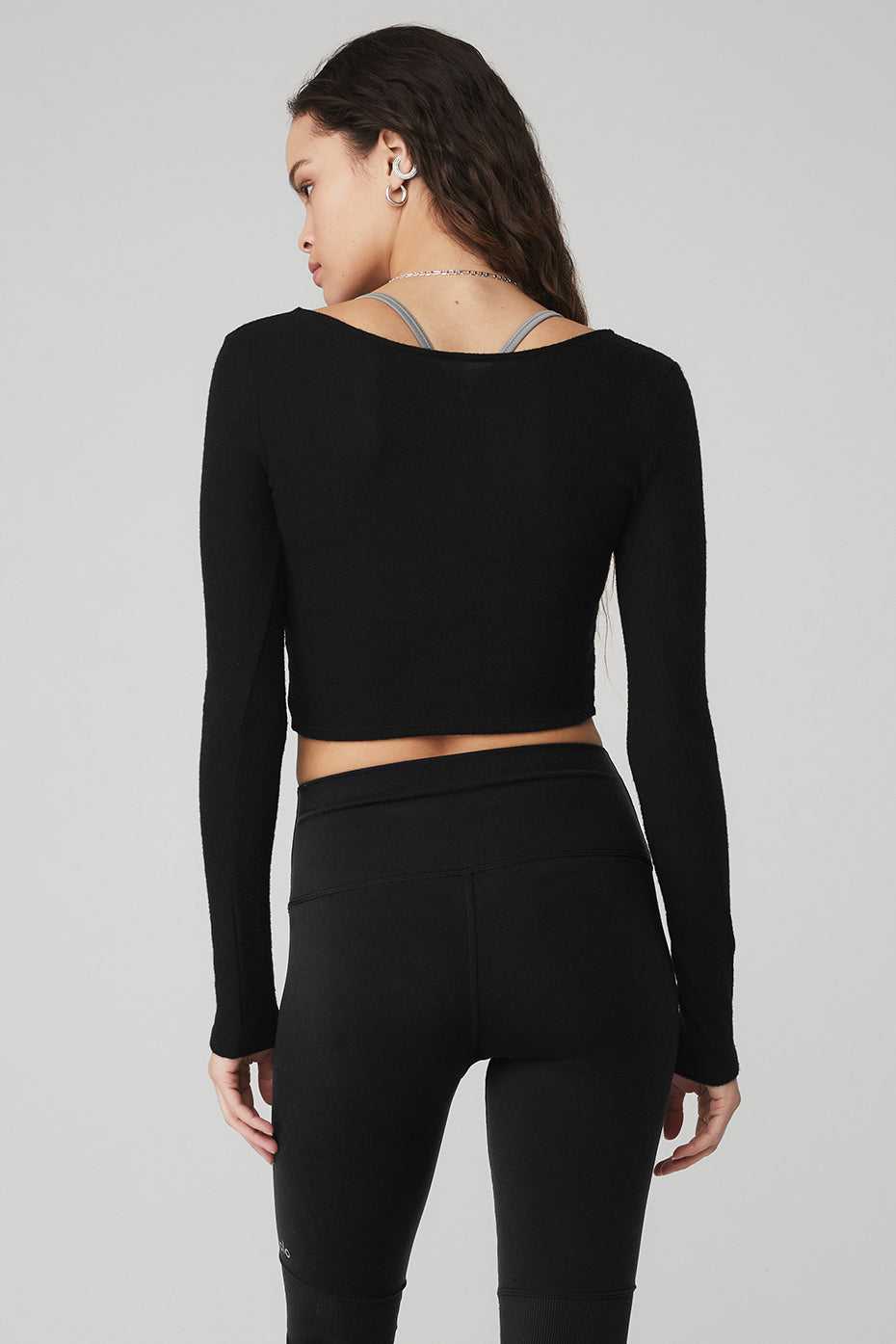 Alo Yoga USA Amelia Luxe Crop Black | 2096537-YI