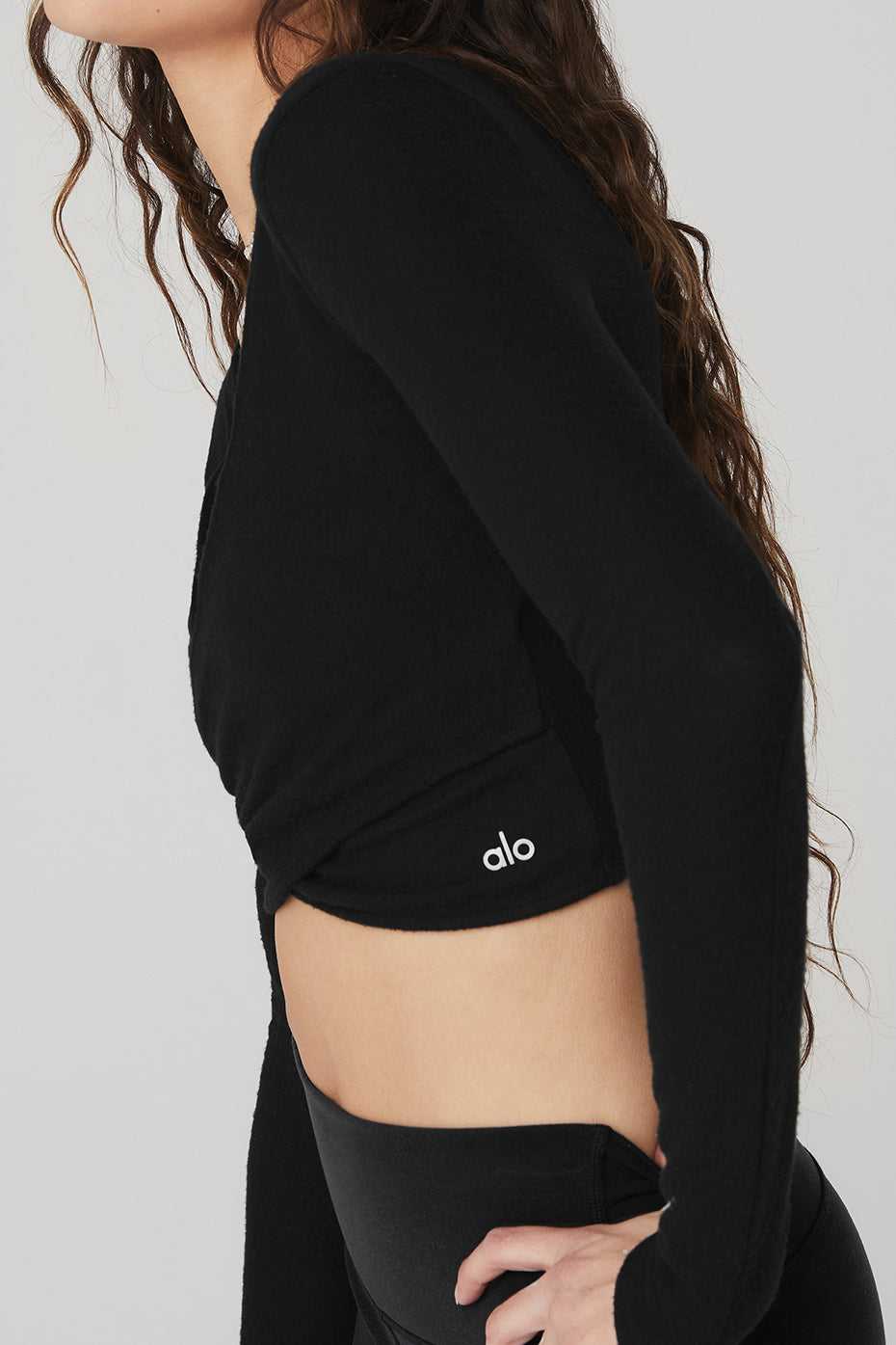 Alo Yoga USA Amelia Luxe Crop Black | 2096537-YI