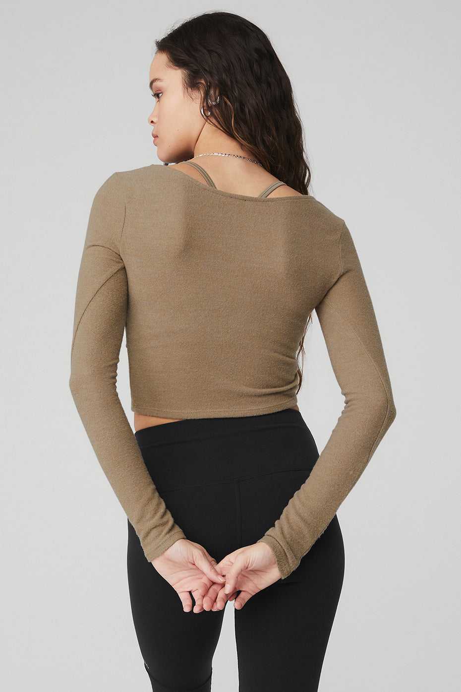 Alo Yoga USA Amelia Luxe Crop Gravel | 2690738-ER