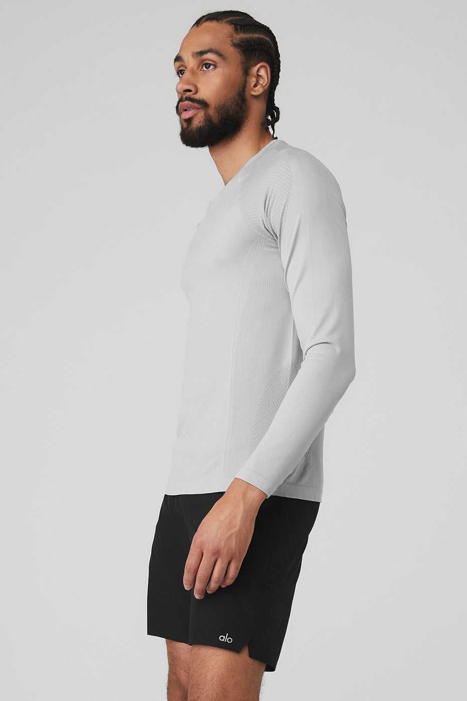 Alo Yoga USA Amplify Seamless Long Sleeve Athletic Grey | 0832749-QG