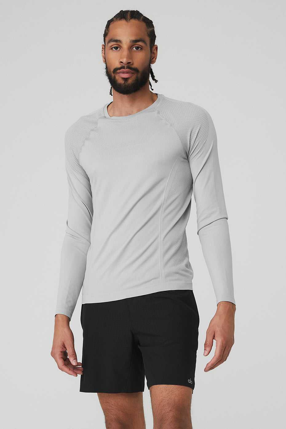 Alo Yoga USA Amplify Seamless Long Sleeve Athletic Grey | 0832749-QG